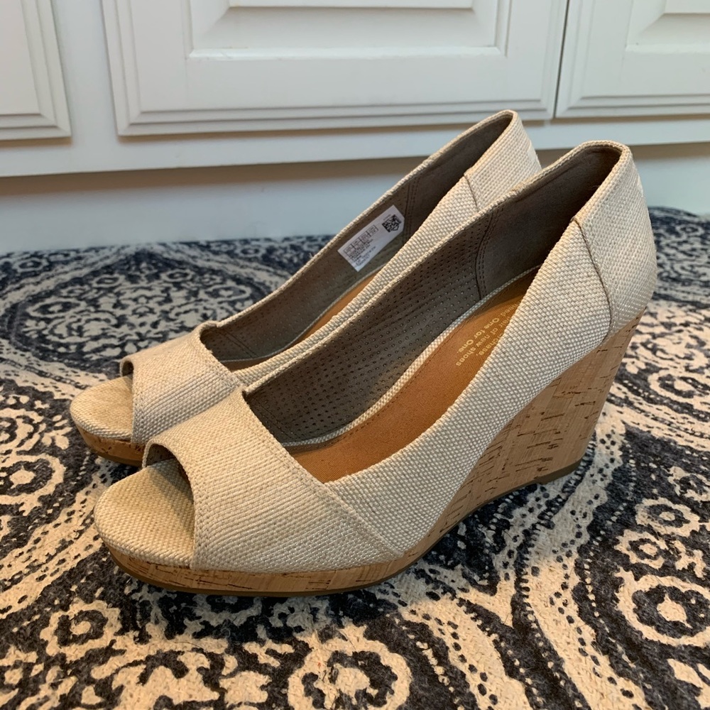Toms Stella Peep-Toe Wedges